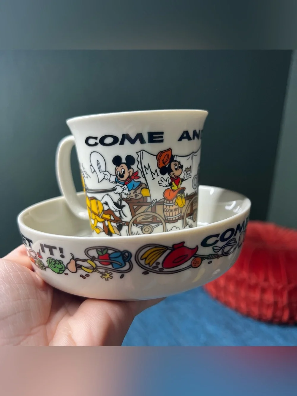 Gorham Mickey Mouse Walt Disney Tea Cup and Small Plate Fine China Set Western